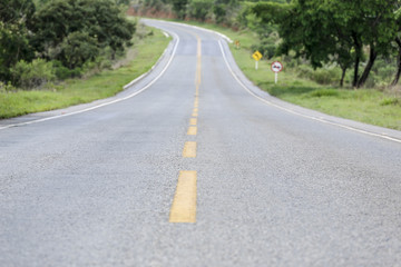 Asphalt road with curve