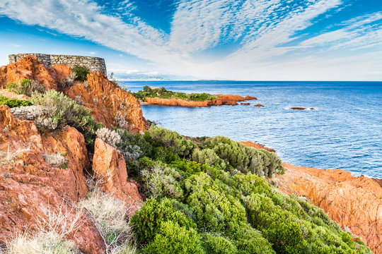 Red rocks of Esterel Massif-French Riviera,France