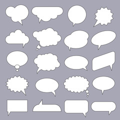 Fototapeta premium Set of flat white bubbles for speech. Elements for design.
