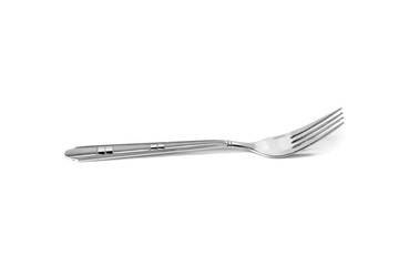Silver fork on white background