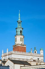 Obraz premium The tower of the Renaissance town hall in Poznan, Poland .