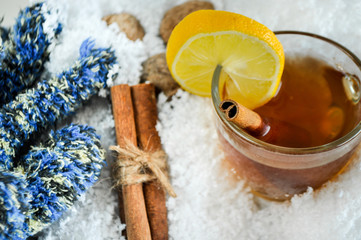 Hot wine in snow