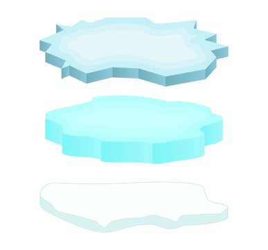 Ice floe icon set, symbol, design. Winter vector illustration isolated on white background.