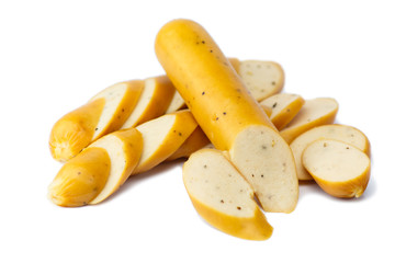 Sausages are isolated on a white background