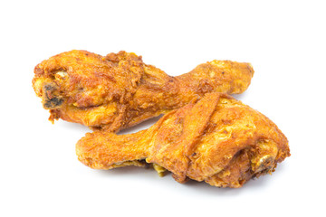 Fried chicken on white background