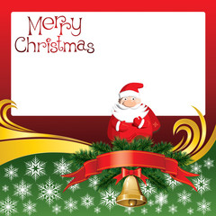 Vector Christmas Card with Bells and Santa Claus