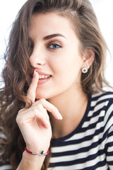 Close up portrait of beautiful smiling young woman
