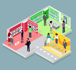 Isometric 3d Mobile Store Design