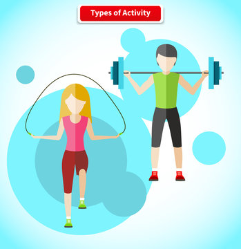 Types of Activity People Icon Flat Design