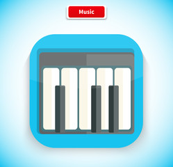Music App Icon Flat Style Design