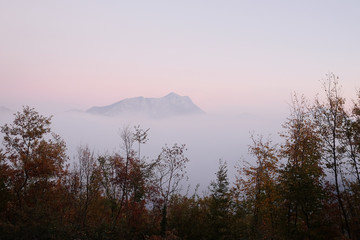 Fototapeta na wymiar Landscape with the image of a fog in Montenegro mountains