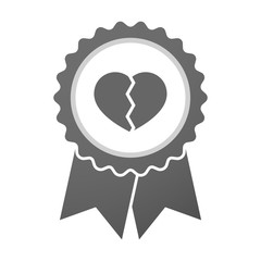 Vector badge icon with a broken heart
