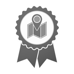 Vector badge icon with a map