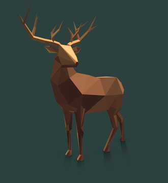 Polygonal illustration. Vector low poly deer.