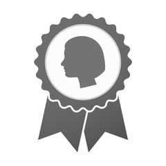 Vector badge icon with a female head