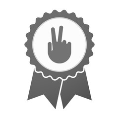 Vector badge icon with a victory hand