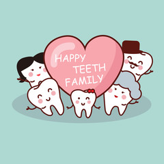 Happy cartoon tooth family