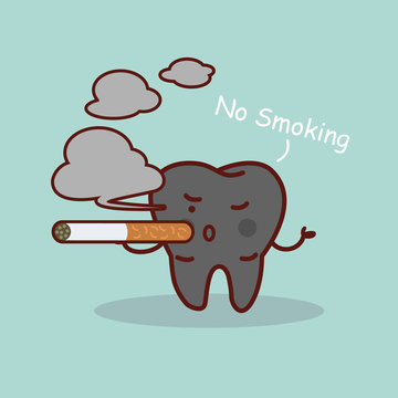 Smoking cartoon tooth