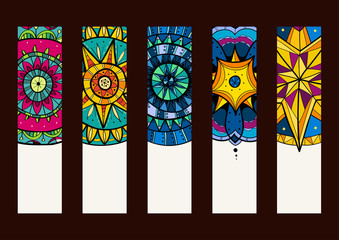 Set 2 of banners, with hand drawn mandalas