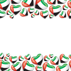 Naklejka premium Border Frame with UAE Flag Hearts Shape Background