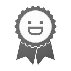Vector badge icon with a laughing text face