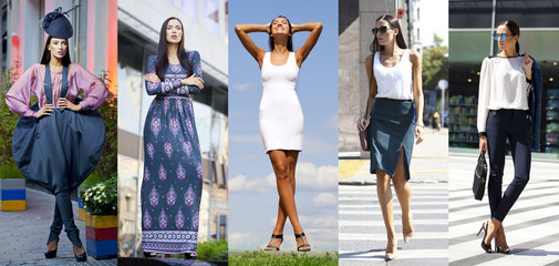 Collage five fashion young women © Andrey_Arkusha