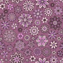 Vector flower pattern. Seamless botanic texture