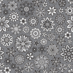 Vector flower pattern. Seamless botanic texture