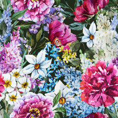 Panele Szklane Podświetlane  Akwarela kwiatowy wzór