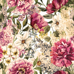Fototapety  Akwarela kwiatowy wzór