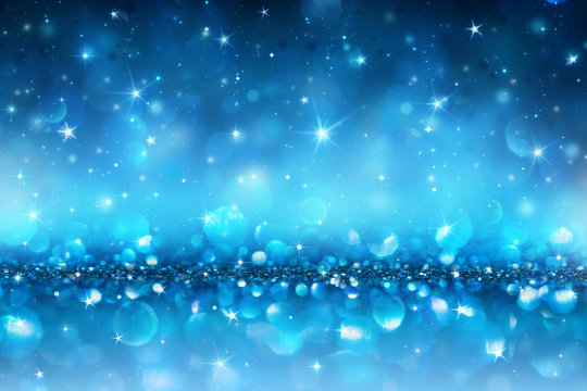Sparkling Christmas Background - Blue Abstract 
