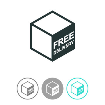 Free shipping vector icon. Free delivery sign on package box.