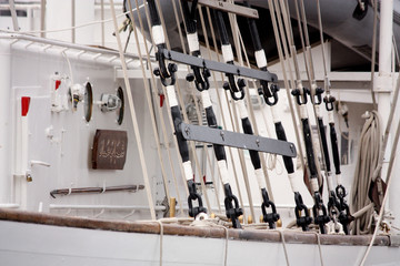 Masts and rigging of a sailing ship