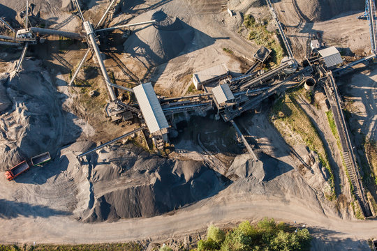 aerial view of quarry stone processing plant