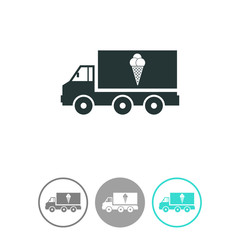 Truck with ice cream vector icon. Ice cream car symbol.