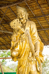 Statue near Big Buddha monument, Phuket, Thailand. Thai style statues acting Wai (or Sawasdee)