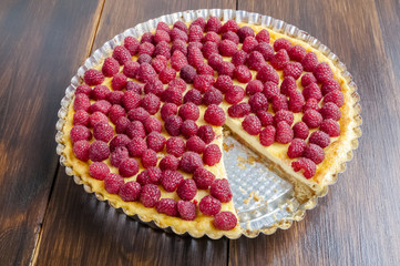 cake with raspberries
