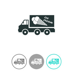 Truck with ice cream vector icon. Ice cream car symbol.