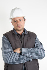 Male construction worker over white background
