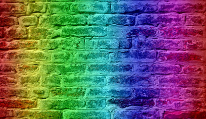 Conceptual old vintage colorful brick wall
