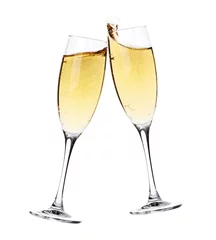 Gordijnen Proost! Twee champagneglazen © karandaev