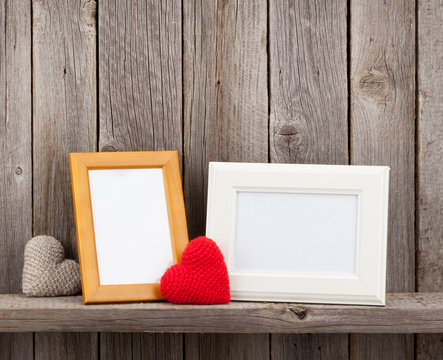 Blank photo frames and heart gifts
