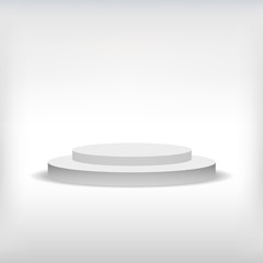 3d isolated Empty white podium on gray background. Vector illustration.