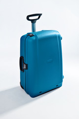 Large Modern Polycarbonate Suitcase Isolated on White with Clipping Path