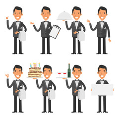 Waiter in various poses