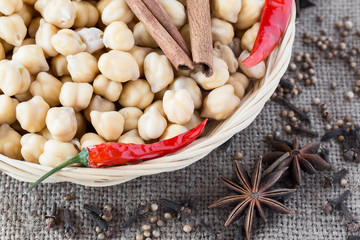 Chickpeas. Ingredients for Indian food.