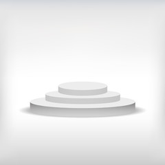 3d isolated Empty white podium on gray background. Vector illustration.