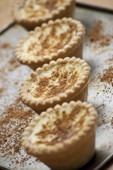 Egg custard tarts with cinnamon