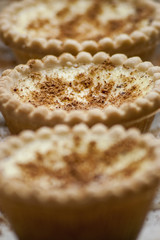 Egg custard tarts with cinnamon
