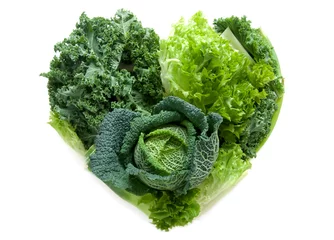 Crédence de cuisine en verre imprimé Légumes Légumes verts en forme de coeur